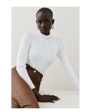 Karen Millen Cream Off White Turtle Neck Jumper  Size XS Fits 6 To 8