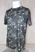 Bolongaro Trevor Mens Black Floral T-Shirt Round Neck  Size M