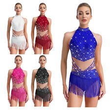 UK Women Dancewear Ballet Bodysuit Dance Costume Samba Tango Sleeveless Party