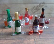 1:12 Dolls House Miniature: 3pc DRINK SET Pub Bar Alcohol Bottle Glass Handmade