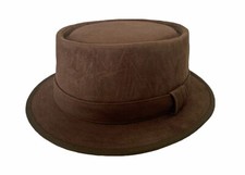 Brown Suede Leather Pork Pie