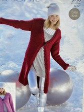 Sirdar Knitting Pattern 9198 Big Softie Lady’s Cardigan Long or Short 32-42”