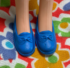 Vintage Sindy Doll Shoes Blue Bow Pair Accessory Plastic 1970’s Pedigree Toys