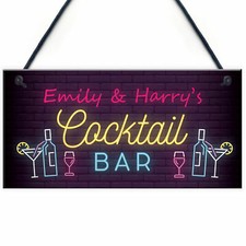 Cocktail Bar Personalised Sign For Home Bar Beer Gin Vodka Gifts Bar Plaques