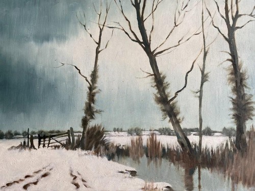 Winter scene norfolk - winter, by