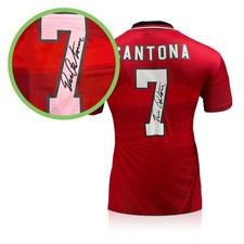 Eric Cantona Signed Manchester United 1996 Home Football Shirt. Damaged B