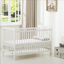 Baby Cot Crib With Water repellent Mattress White.