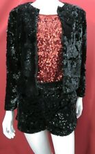 Topshop 2pc UK 6 Black Heavy Sequin Jacket & UK 8 shorts hot pants party evening