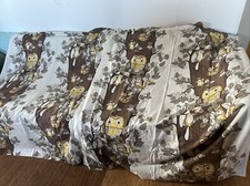 Vintage Duro ‘Sherwood’, Russet Owl Gold Squirel Cotton Curtains PAIR 70s