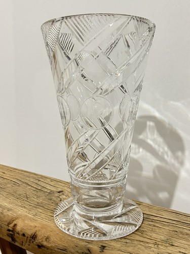 Cut glass art deco vase - art,