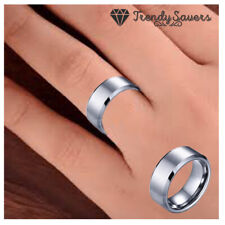 Matte Brushed Classical Simple Plain Wedding Band Ring Titanium Steel Silver Men