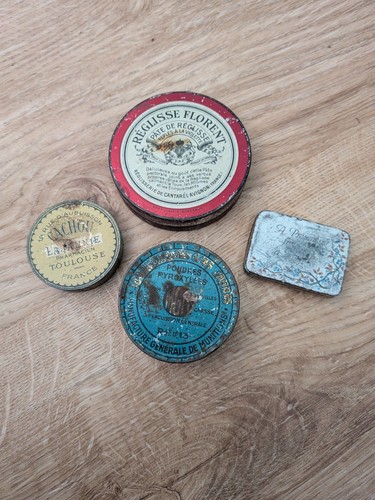 Four french vintage sweet tins - french,