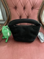 Handbag Black Satin With Strap And Funky Charm