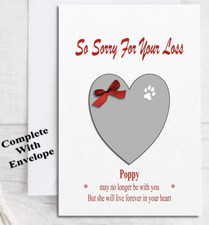 Personalised Bereavement Sympathy Card for the devastating loss of a pet