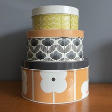 Three Orla Kiely Flower Stem Print Cake Tins Retro Style 2012