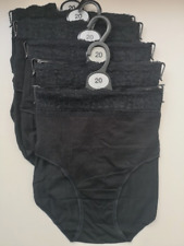 Ladies EX M&S Black High Leg Lace Edge Knickers Set Of 5 Size 20