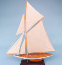 VARNISHED YACHT WITH BOWSPRIT MODEL SAIL BOAT 80CM L 94CM H NEW!