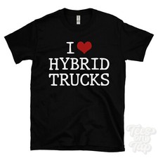 I LOVE HYBRID TRUCKS T-SHIRT heart eco-friendly sustainable transport green cool