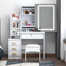 Dressing Table With Drawers Mirror Stool Set Makeup Desk Vanity Table Bedroom U