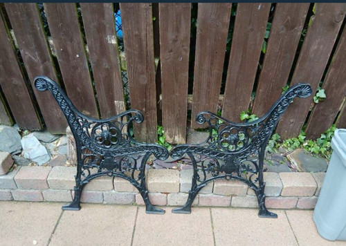 Pair ornate black metal - pair, garden