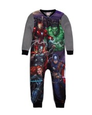 Boys Kids All in One Fleece AVENGERS Pyjamas Sleepsuit Nightwear 1Onesie 3-10