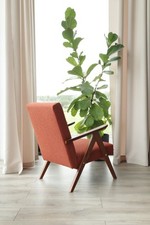 Vintage Armchair Papaya Orange Boucle Zig Zag Mid Century Modern Design 