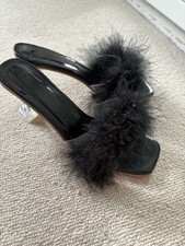 Black Fluffy Sliders With