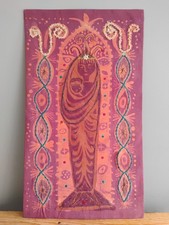 Original Mixed Media Artwork Batik Hand-Printed Fabric Stitched Madonna & Child