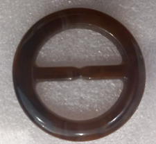 Round brown lightweight subtle marble effect plastic scarf clip clasp buckle 