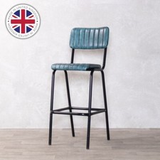BLUE FAUX LEATHER BAR STOOL