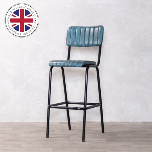 Blue faux leather - faux, bar