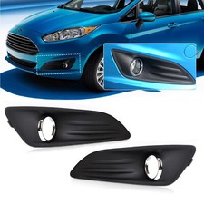 For Ford Fiesta MK7 2013-017 Front Fog Light Cover Black Grille Chrome Ring Trim