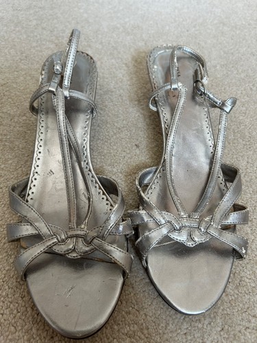 Silver open toe sandals kitten - toe,