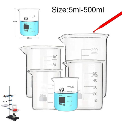5pcs set clear glass beaker - glass,