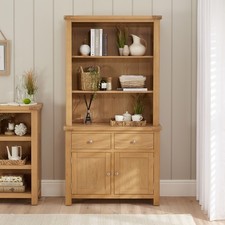 Marbury Oak Medium Sideboard with Bookcase Dresser Top - Furniture - OAK25-OAK34