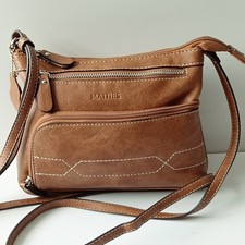 ✅ Matties Real Leather Women's Cross Body Bag Light Brown 23/17/5 Cm