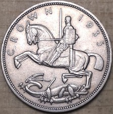 1935 George V Jubilee Rocking Horse Crown Excellent Condition 28.2g 50% Silver 