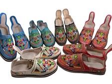 Moroccan Leather Amazigh Embroidered Babouche Slippers Leather (Many Colors)