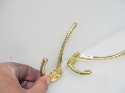 Brass coat hooks hangers - hangers, old