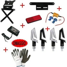 For BMW R 100 GS Set Number Plate Holder Adjustable + 4 Indicators LED + Light +