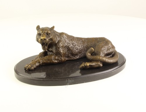 Bronze sculpture leopard art - bronze,