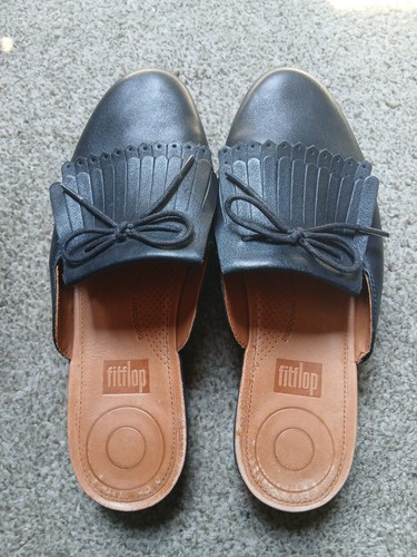 Fitflop black leather slip - fitflop, slip-on