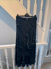 Zara Navy Swirl Print Y2K Maxi Skirt - Size Medium (UK 10)