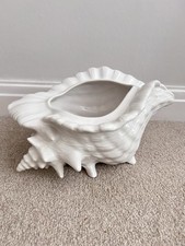 Large Vintage Ceramic Conch Sea Shell Planter Vase Beach Decor.