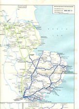 British Railways Eastern Region Timetable Map 1964