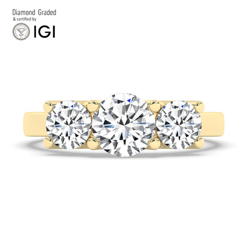 Round diamond trilogy ring 14k - round,