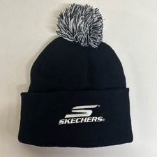 Skechers Beanie Bobble Hat Winter Golf Pom Pom Logo One Size - Black & White