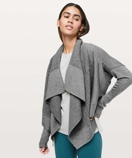 Merino Wool Gray Sweater Cardigan Sit In Lotus Wrap Lululemon 