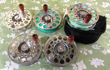 PFLUEGER TRION 2857 (3&5/8”) FLY REEL with 0.75" Drum. +4 Spare Spools as Listed