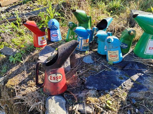 Vintage oil jug pourer esso - oil,